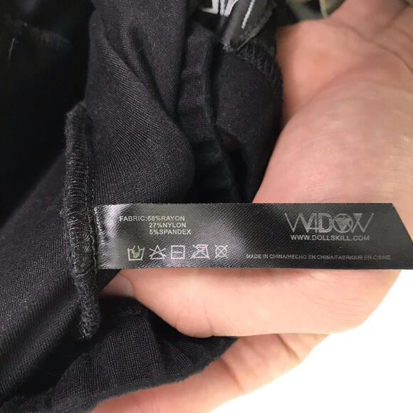 Widow Dolls Kill Pants Size XXL Flare Split Front Hem Goth Festival Grunge - Picture 9 of 11